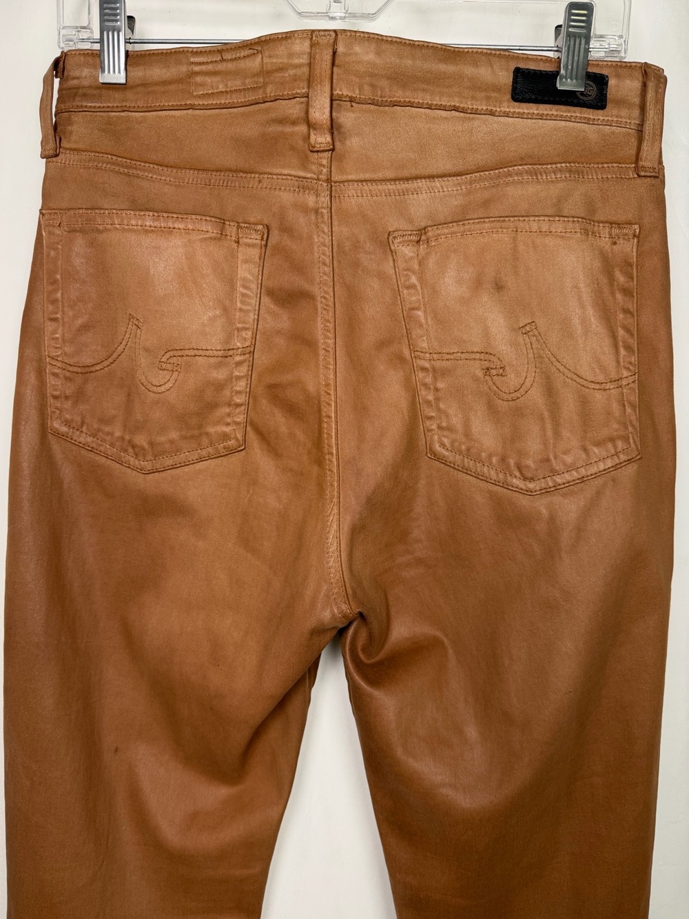 AG Jeans “Mari” Coated Brown High Rise Slim Straight Jeans 30 - Picture 8 of 11